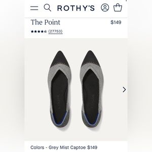 Rothy’s the Point- Grey Mist captor— sz 8